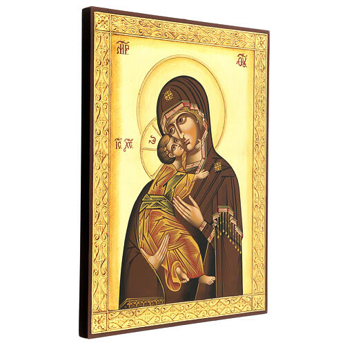 Rumänische Ikone Gottesmutter Vladimirskaja byzantinisch handbemalt, 40x30 cm 3
