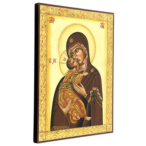 Icono Virgen de la Ternura Vladimirskaja bizantino 40x30 cm Rumanía pintado 3