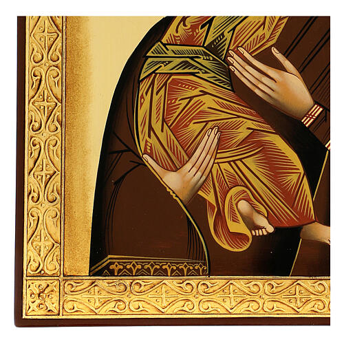Icona Madonna Tenerezza Vladimirskaja bizantina 40x30 cm Romania dipinta 4