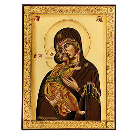 Ícone Nossa Senhora da Ternura Vladimirskaja estilo bizantino 40x30 cm Roménia pintada