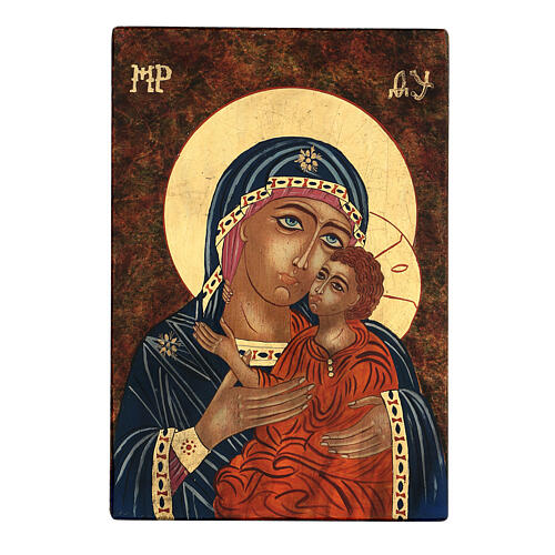 Icône Mère de Dieu de Kasper 35x30 cm byzantin peinte en Roumanie 1