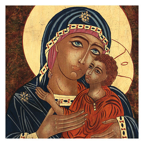Icône Mère de Dieu de Kasper 35x30 cm byzantin peinte en Roumanie 2