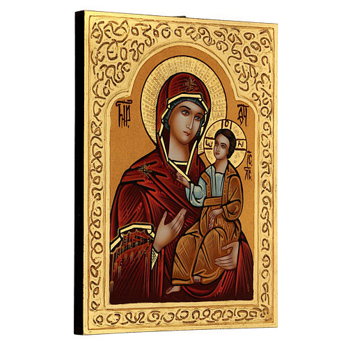 Icono Madre de Dios Hodighìtria-Smolénskaja 30x20 cm pintado en Rumanía 3