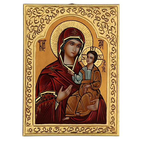 Icône Mère de Dieu Odighitria de Smolensk 30x20 cm peinte Roumanie 1