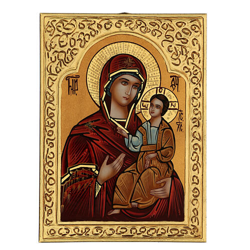Icône Mère de Dieu Odighitria de Smolensk 30x20 cm peinte Roumanie 2