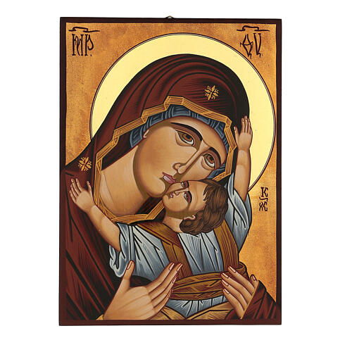 Icône Mère de Dieu de Mourom peinte Roumanie 30x20 cm 1