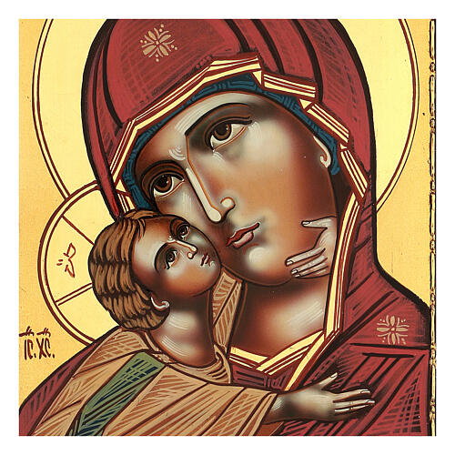 Icono Virgen de la Ternura Vladimirskaja 30x25 cm rumano pintado 2