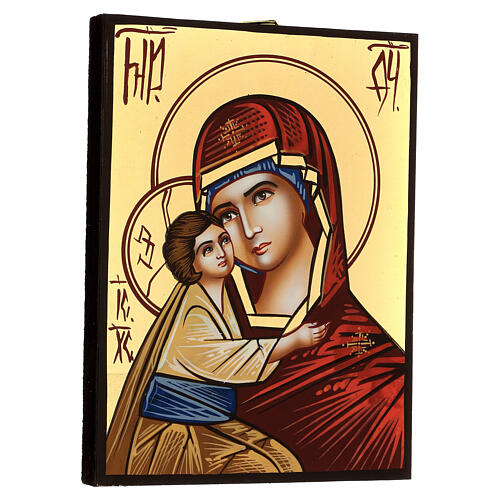Ícone Mãe de Deus Donskaja pintado à mão Roménia, 20x14 cm 3