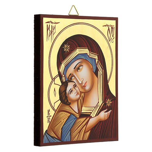 Icône Mère de Dieu du Donskaï Roumanie peinte à la main 18x14 cm 3
