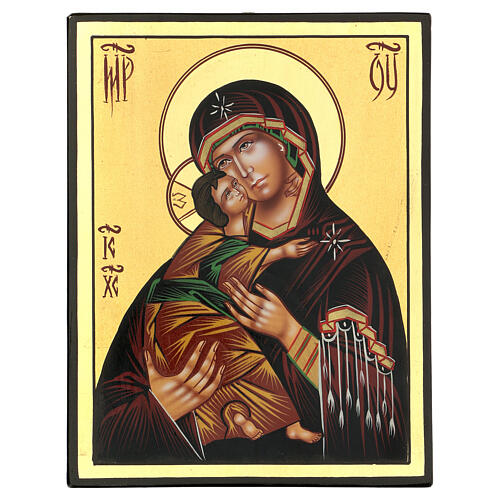 Ikona Matka Boża Czułości Włodzimierska, malowana ręcznie w Rumunii, 24x18 cm 1