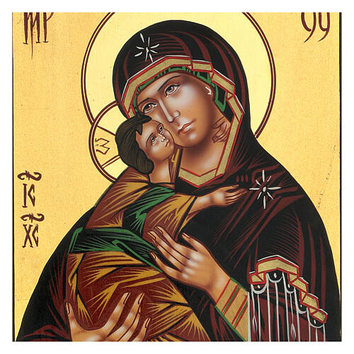 Ikona Matka Boża Czułości Włodzimierska, malowana ręcznie w Rumunii, 24x18 cm 2