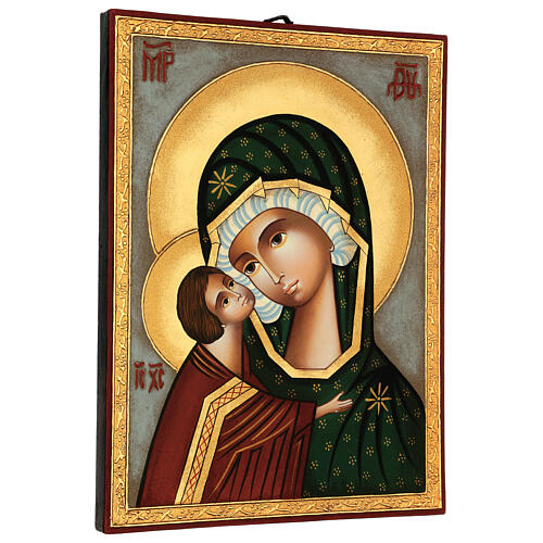 Ícone Mãe de Deus Donskaja pintado à mão Roménia 31x23 cm 3