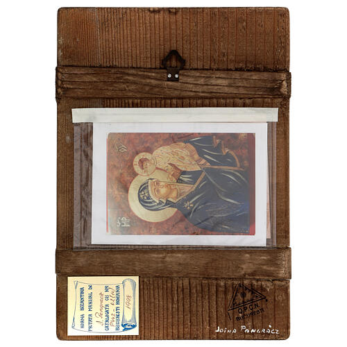 Ikona Matka Boża z Dzieciątkiem, tło złote, malowana ręcznie w Rumunii, 30x20 cm 4