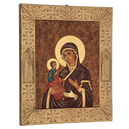 Ikona Matka Boża Trójręka, malowana w Rumunii, 40x30 cm 4