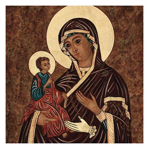 Ícone Nossa Senhora das Três Mãos pintado à mão 38x32 cm Roménia 2