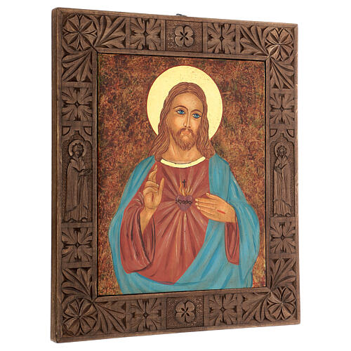 Icône peinte Sacré-Coeur de Jésus Roumanie 40x30 cm 3