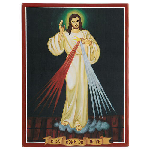 Ícone impresso Jesus Misericordioso madeira 25x19 cm 1