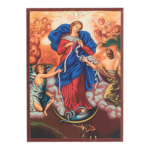 Ícone impresso Nossa Senhora Desatadora de Nós madeira 18x14 cm 1