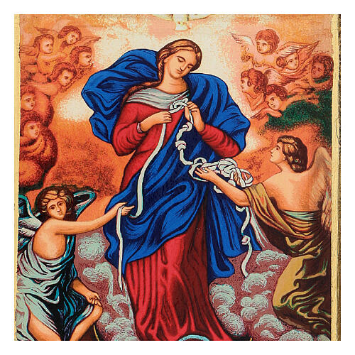 Icon Mary Undoer of Knots on wood golden frame 25x20 cm 2