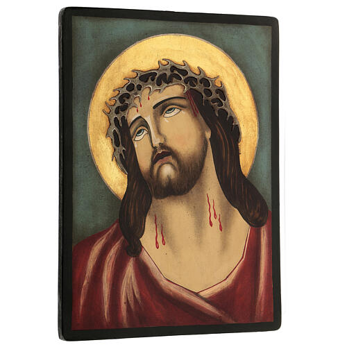 Romanian icon, Suffering Christ, crown of thorns, 40x30 cm 3