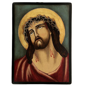 Icono Cristo Sufriente corona espinas Rumanía 40x30 cm