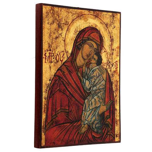 Romanian icon, Mother of God of Yaroslavl, antique finish, 40x30 cm 3
