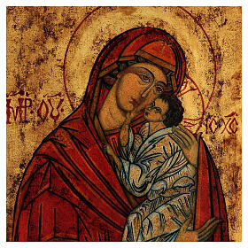 Romanian icon Mother of God Yaroslavskaya antiqued 40x30 cm