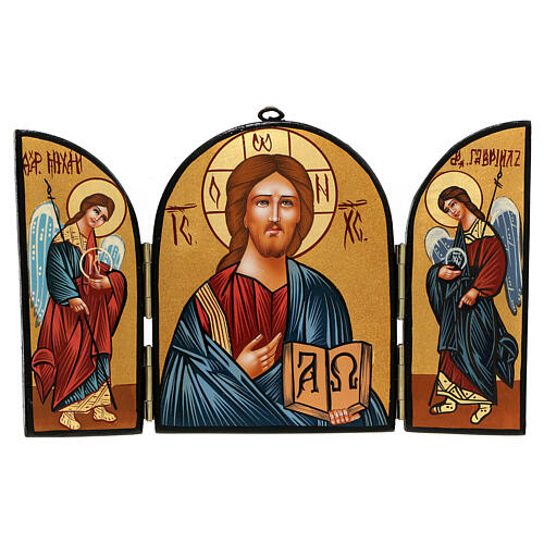 Triptyque Christ Maître et Juge Roumanie 18x24 cm 1