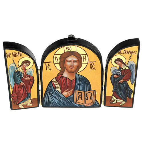 Triptyque Christ Maître et Juge Roumanie 18x24 cm 3