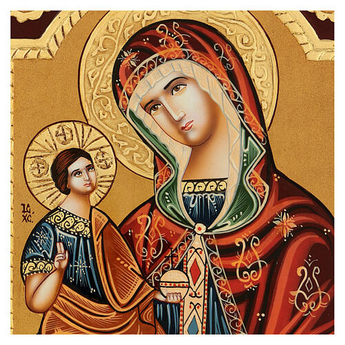 Ikona rumuńska Matka Boża Hodegetria, dekoracyjne reliefy, 30x20 cm 2