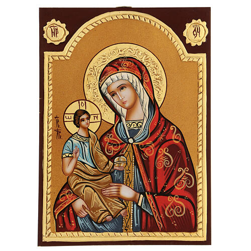 Ikona rumuńska Matka Boża Hodegetria, dekoracyjne reliefy, 30x20 cm 3