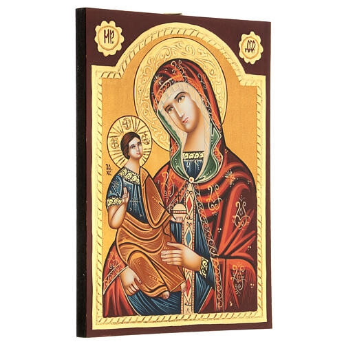 Ícone Nossa Senhora Mãe de Deus Hodegétria Roménia com relevos, 29x21 cm 5