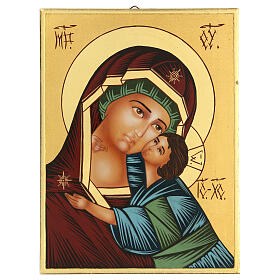 Virgin of Vladimir, Romanian icon, hand-painted, 24x18 cm