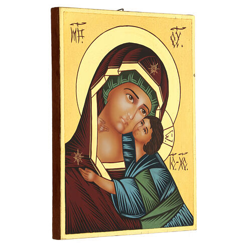 Virgin of Vladimir, Romanian icon, hand-painted, 24x18 cm 3