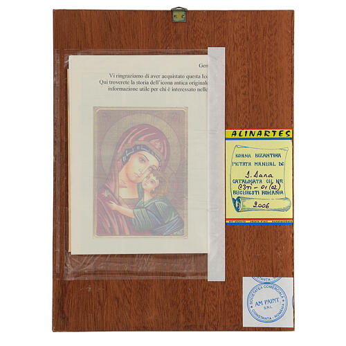 Virgin of Vladimir, Romanian icon, hand-painted, 24x18 cm 4