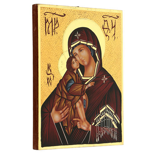 Rumänische Ikone Gottesmutter vom Don handbemalt, 24x18 cm 3