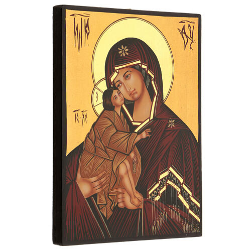 Ícone romeno Mãe de Deus Donskaya pintado à mão 24x18  3