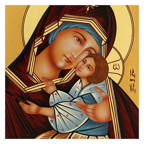 Icône Mère de Dieu de Kiev-Bratsk peinte à la main Roumanie 24x18 cm 2