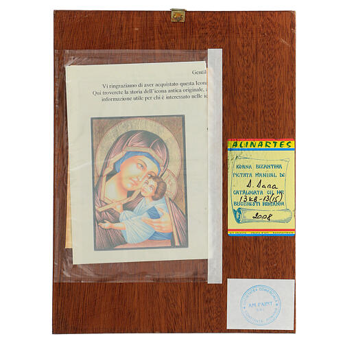 Icône Mère de Dieu de Kiev-Bratsk peinte à la main Roumanie 24x18 cm 4