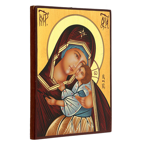 Ícone romeno Mãe de Deus Kievo Bratskaya pintado à mão 24x18 3