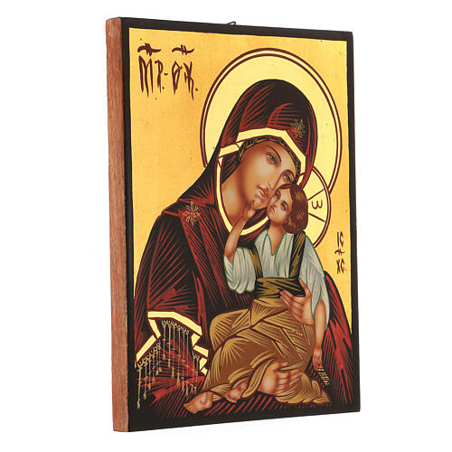 Icône Mère de Dieu de Yaroslavl roumaine peinte à la main 24x18 cm 3
