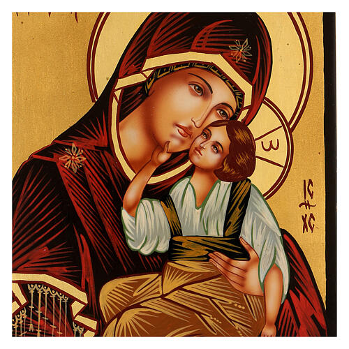Ícone romeno Mãe de Deus Jaroslavskaja pintado à mão 24x18 2