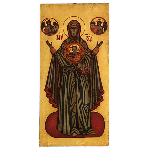 Mother of God of the Sign, hand-painted Romanian icon, 30x20 cm 1