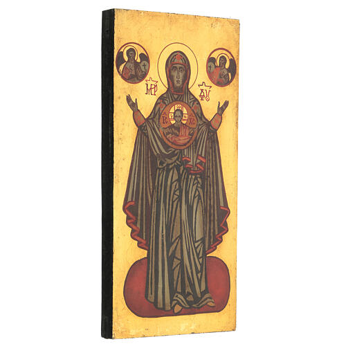 Mother of God of the Sign, hand-painted Romanian icon, 30x20 cm 3