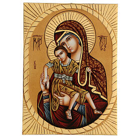 Icona Madre di Dio Dostojno Est rumena dipinta a mano 30x20