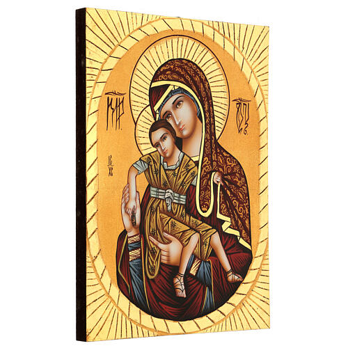 Ícone Madre de Deus Dostojno Est pintada à mão 29x21 cm Roménia 3