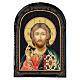 Russian papier maché icon of Christ Pantocrator, Byzantine style, 7x5 in s1