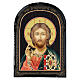 Russian icon paper mache Byzantine Christ Pantocrator 18x14 cm s1