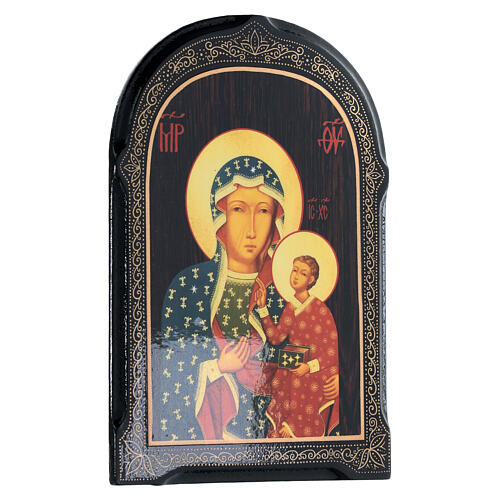 Russische Pappmaché-Madonna von Tschenstochau, 18x14 cm 2