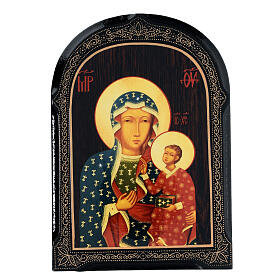 Russian papier maché icon of Our Lady of Czestochowa, 7x5 in